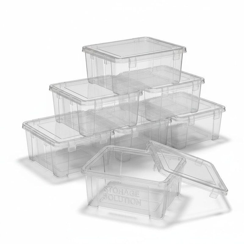 Box Packaging Featuring Interlocking Lids and Impact Resistant Shell Ideal for Storage Solutions